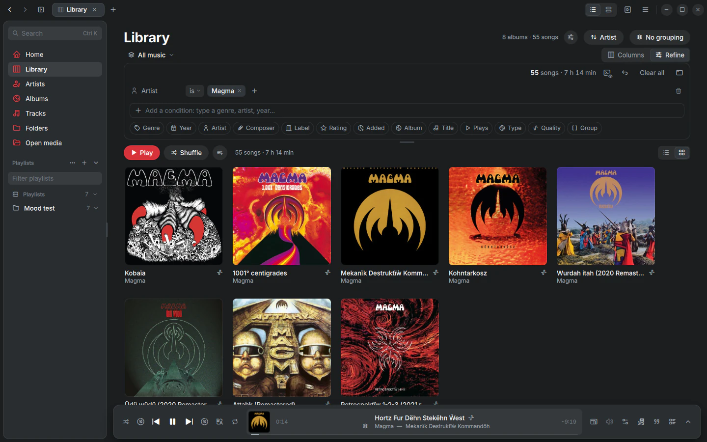 Biblioteca con Refine abierto: una condición sobre un campo de la biblioteca y los discos que la cumplen